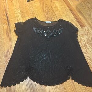 Peter Nygard sheer black top size Medium